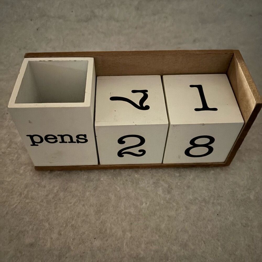 Joseph A Collection Wood Block Calendar Pen Holder